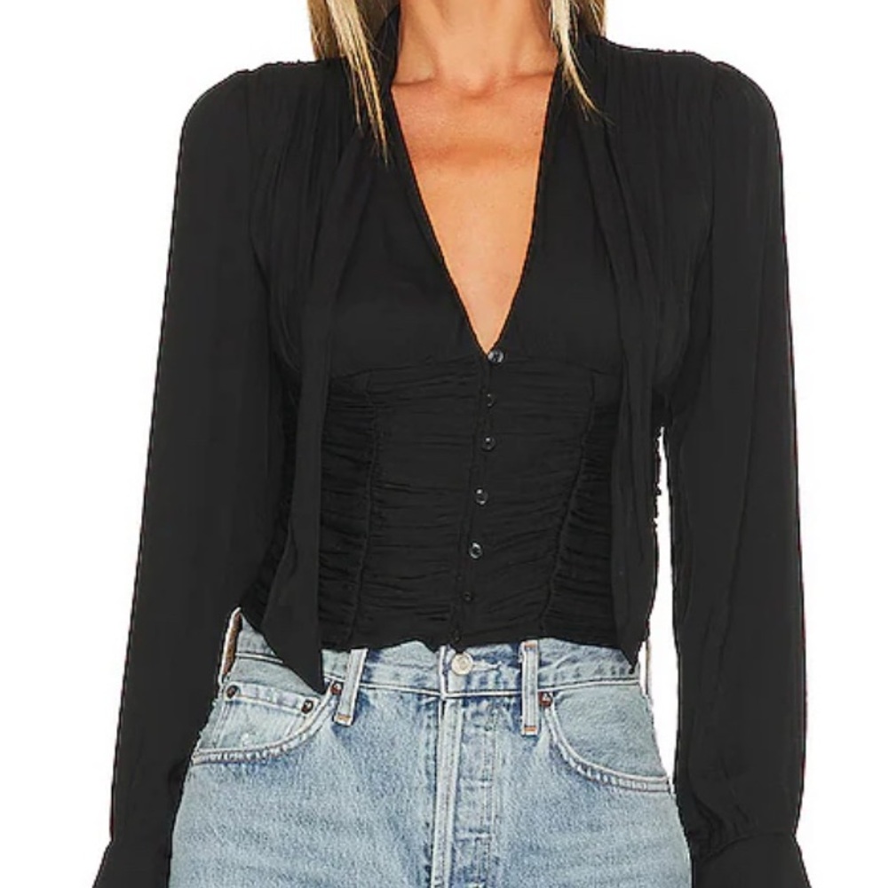 Free People Tie Neck Top